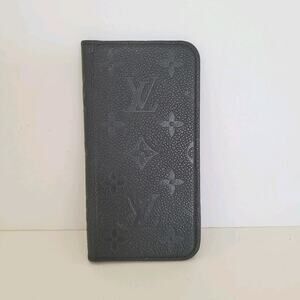 Authentic Louis Vuitton LV Monogram Folio iPhone X XsCase Black Phone Hard Cover